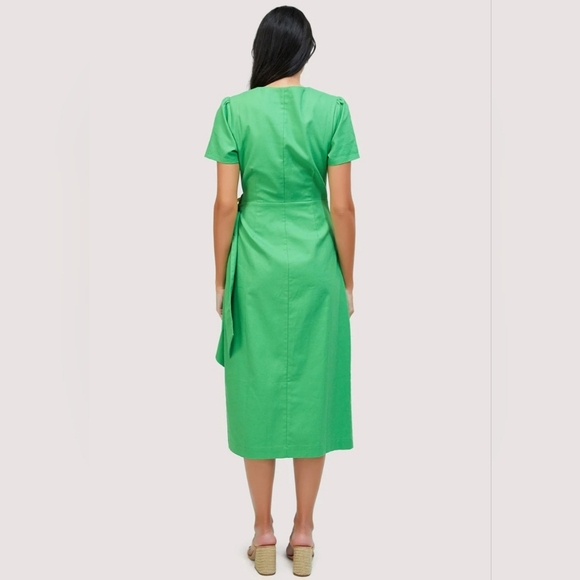 NWT $158 Anthropologie Small Green Wrap Midi Dress - Picture 7 of 17